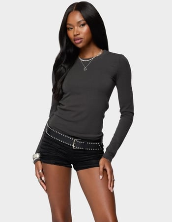 EDIKTED Daphne Ribbed Long Sleeve Tee Primary Image