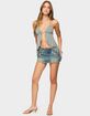 EDIKTED Mixed Buttons Denim Mini Skort image number 5