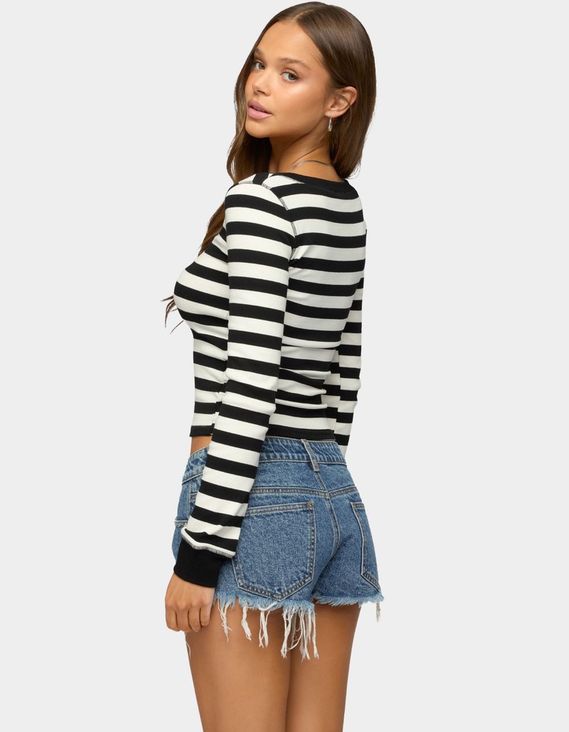 EDIKTED Rainey Striped Long Sleeve Top image number 2