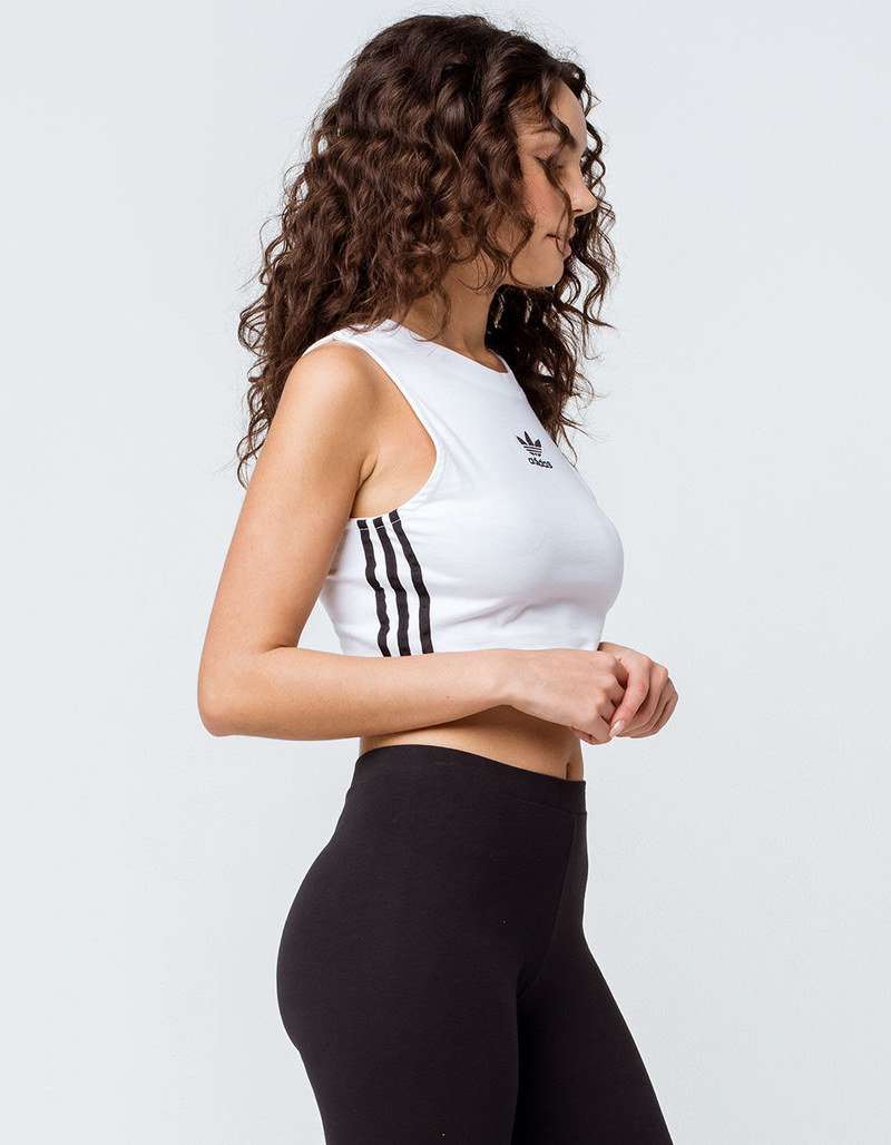 ADIDAS Trefoil White Womens Crop Tank Top image number 1