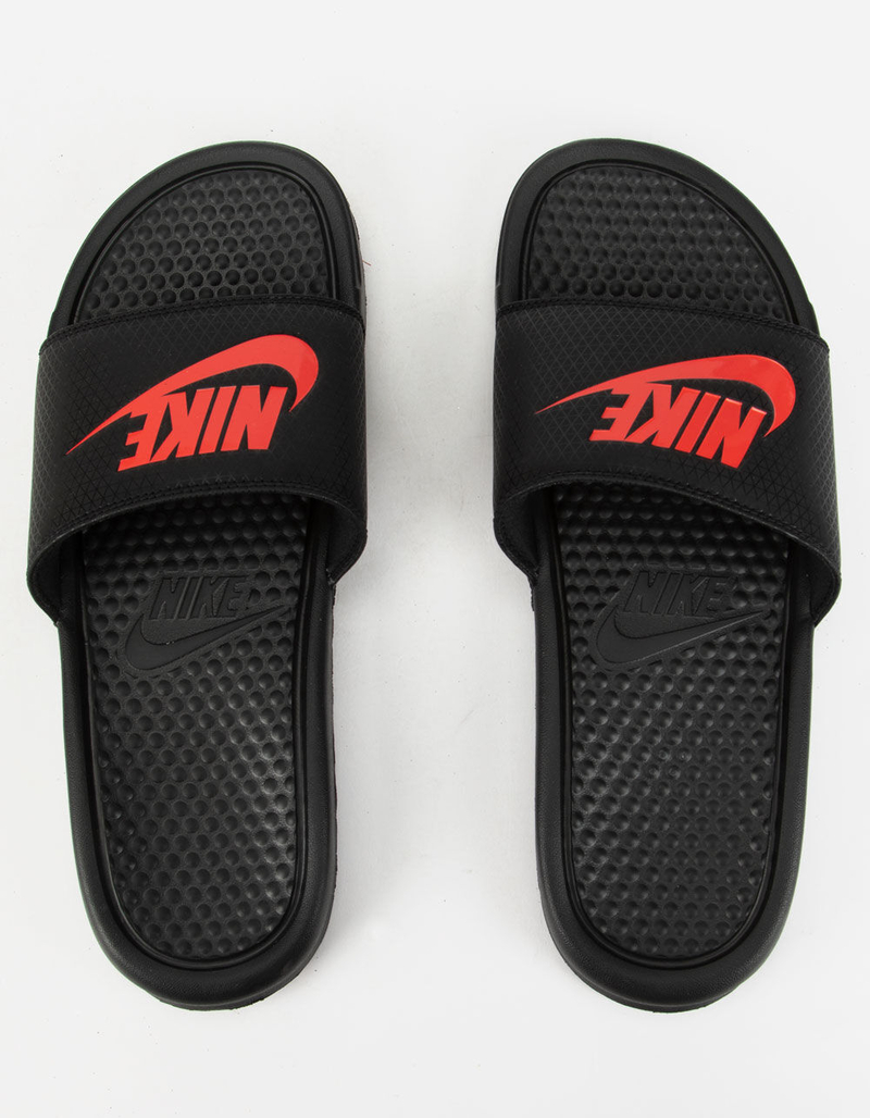 NIKE Benassi JDI Mens Black & Red Slide Sandals image number 1