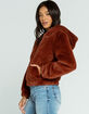 FULL TILT Fur Hooded Womens Rust Bomber Jacket image number 2