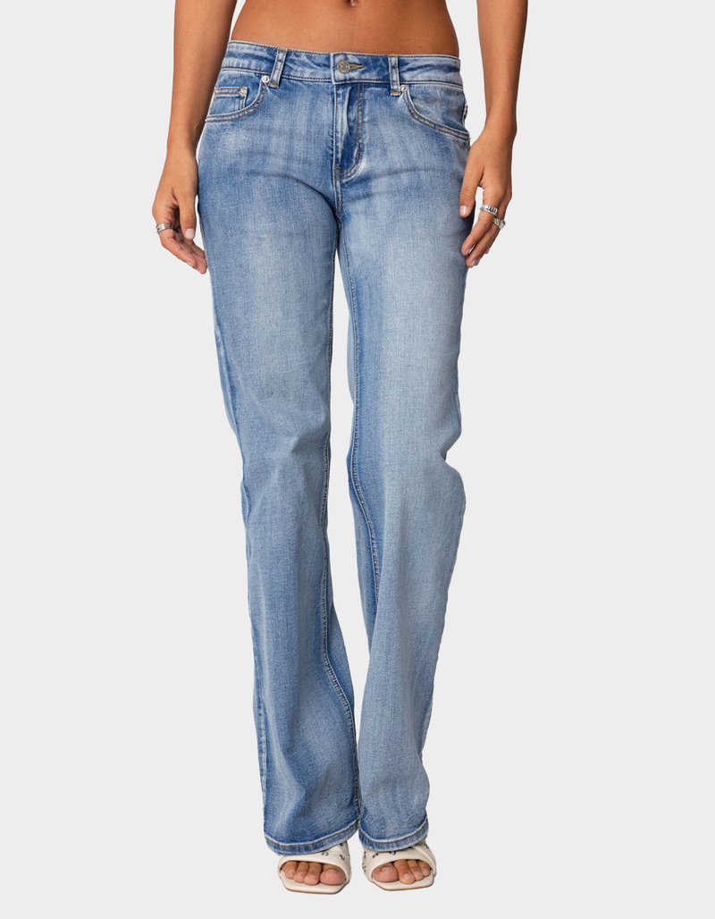 EDIKTED Boot Cut Washed Low Rise Jeans image number 0