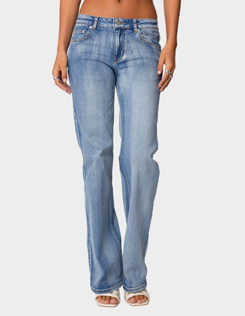 EDIKTED Boot Cut Washed Low Rise Jeans Primary Image