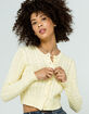 FULL TILT Cable Crew Womens Yellow Cardigan image number 1