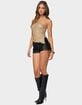 EDIKTED Kariss Lace Up Faux Leather Micro Shorts image number 4