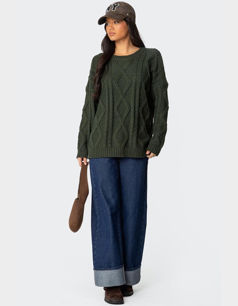 EDIKTED Kennedy Oversized Cable Knit Sweater image number 1