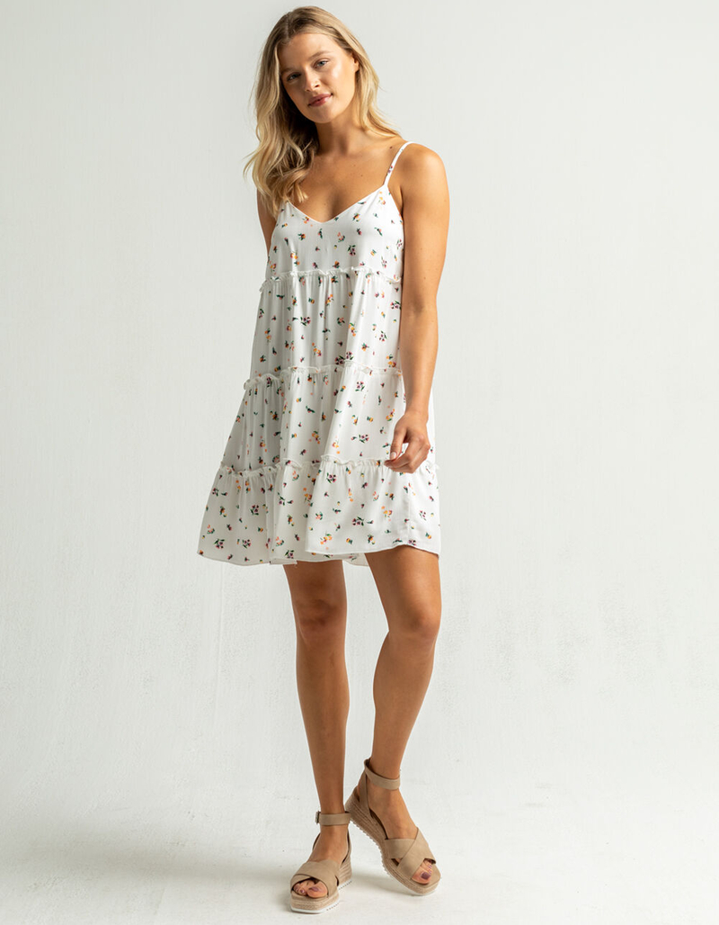LOVE FIRE Ditsy Tier White Babydoll Dress image number 3