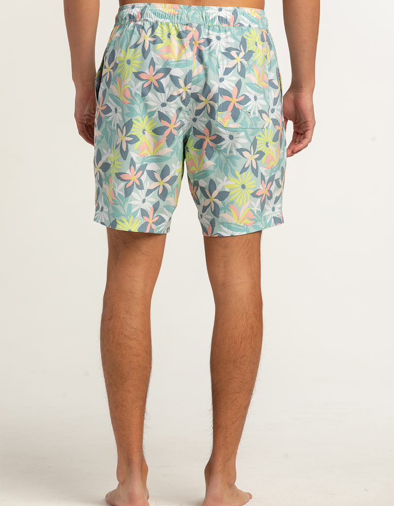 BLUE CROWN Paradise Daisies Mens 7" Swim Shorts image number 6
