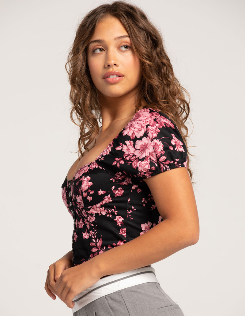 WEST OF MELROSE Floral Hook N Eye Womens Corset Top image number 1