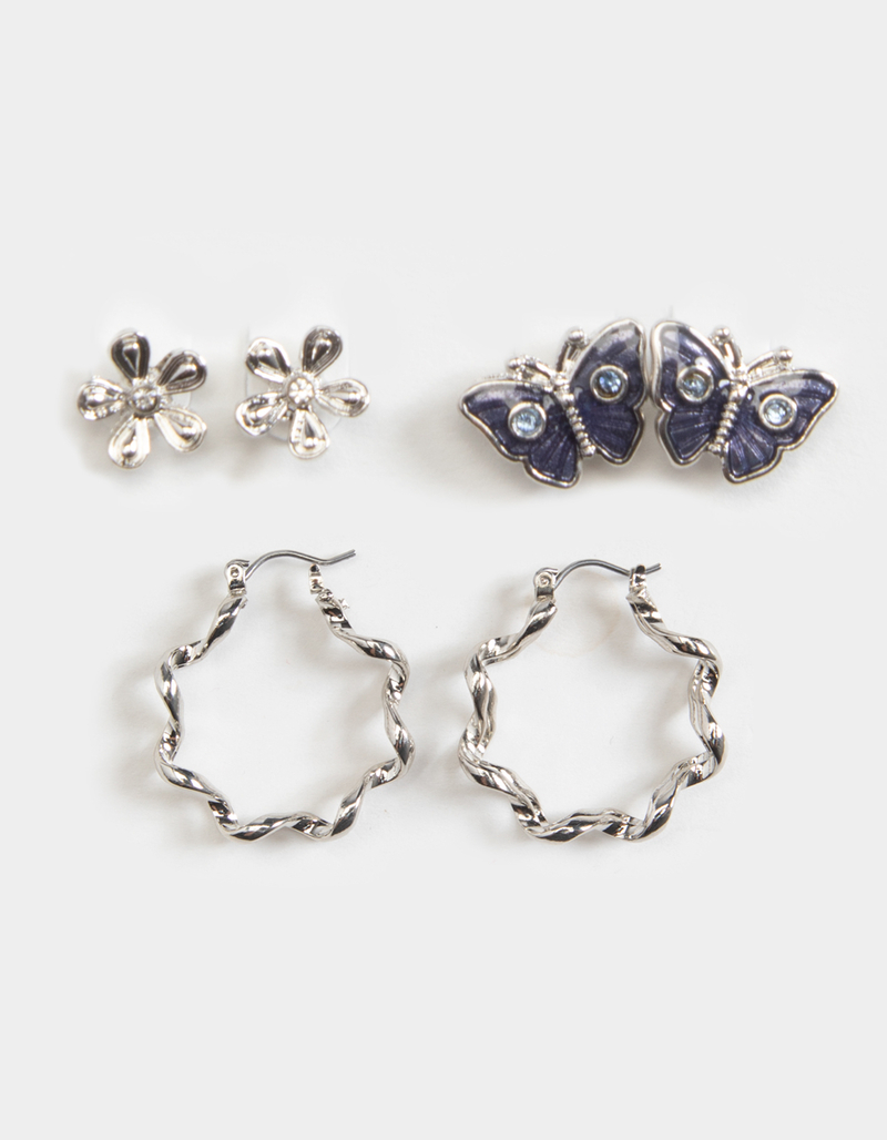 FULL TILT 3 Pack Spiral Butterfly Earring Set image number 0