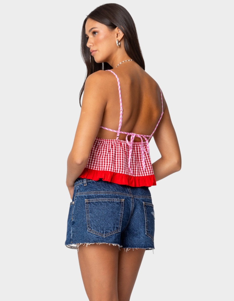 EDIKTED Joanne Mixed Gingham Tank Top image number 4