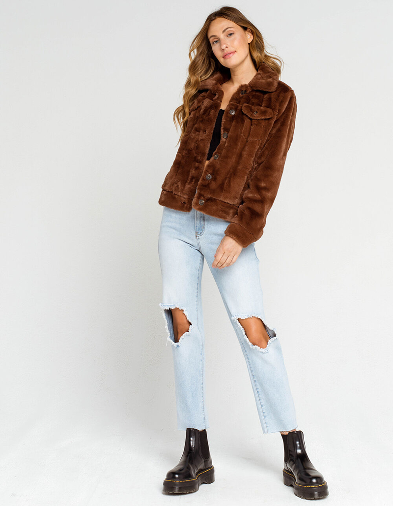 CI SONO Faux Fur Womens Trucker Jacket image number 3