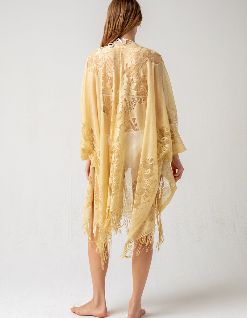 DO EVERYTHING IN LOVE Lace Womens Yellow Kimono image number 2