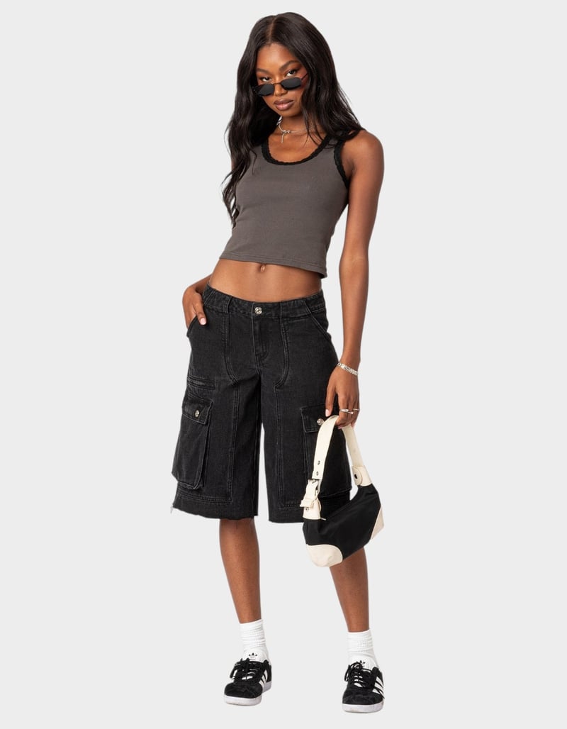 EDIKTED Alix Lacey Ribbed Tank Top image number 1
