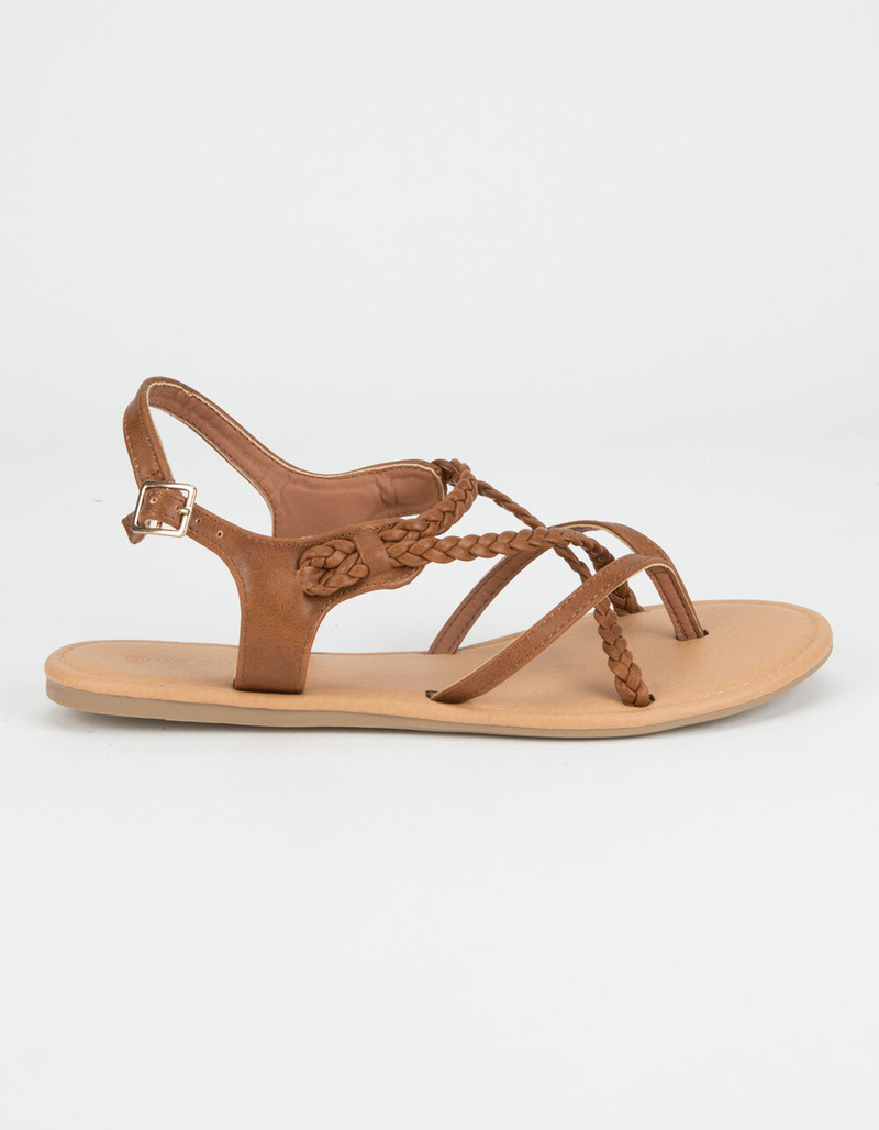 WILD DIVA Braid Ankle Strap Tan Womens Sandals image number 1