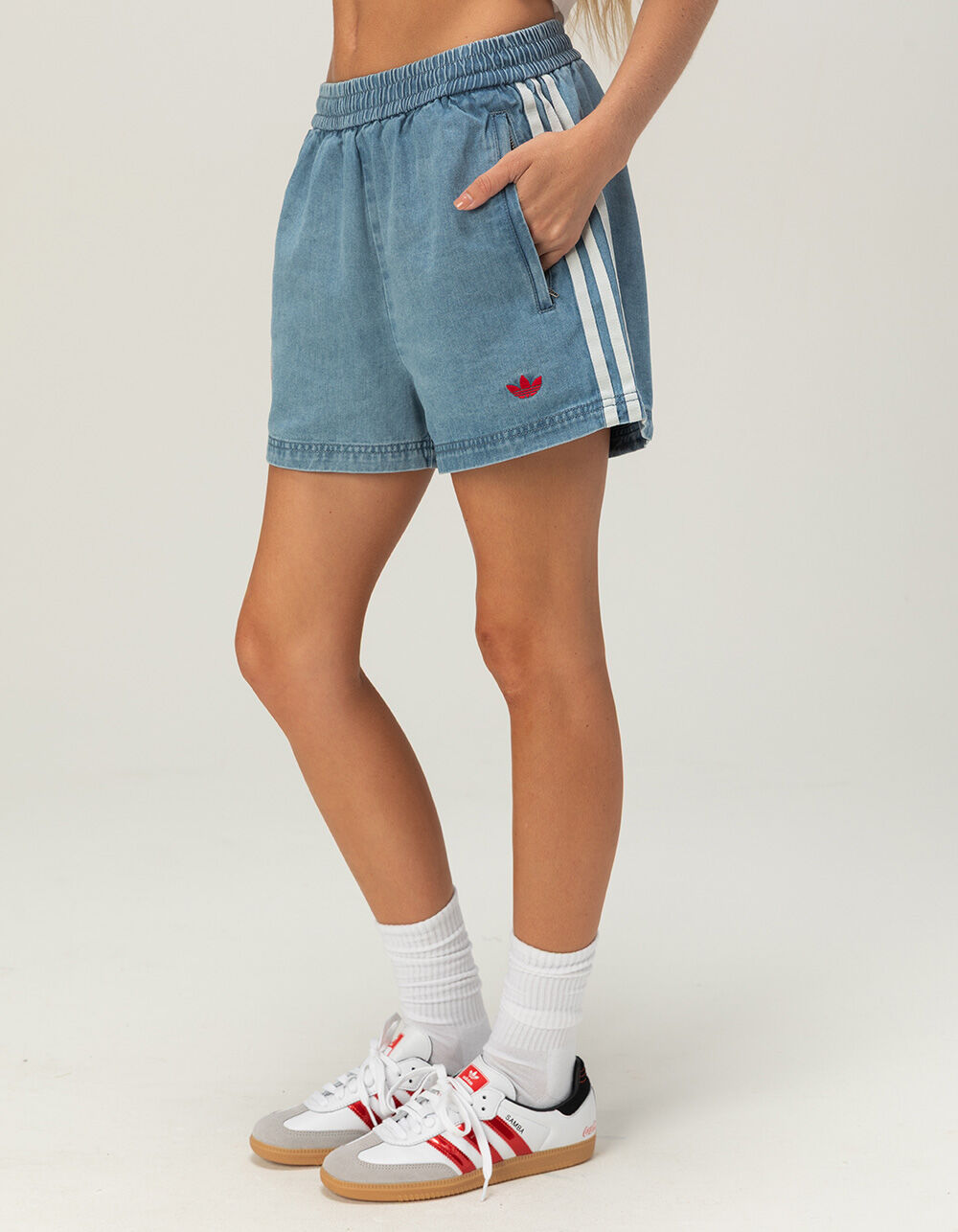 ADIDAS x Coca-Cola Womens Denim Shorts - LIGHT BLUE - M | Tillys