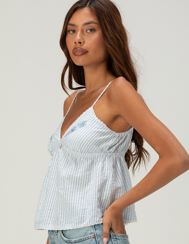 RSQ Womens Embroidered Stripe Babydoll Top image number 2