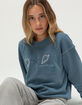 FULL TILT Embroidered Shell Girls Crewneck Boyfriend Sweatshirt image number 5