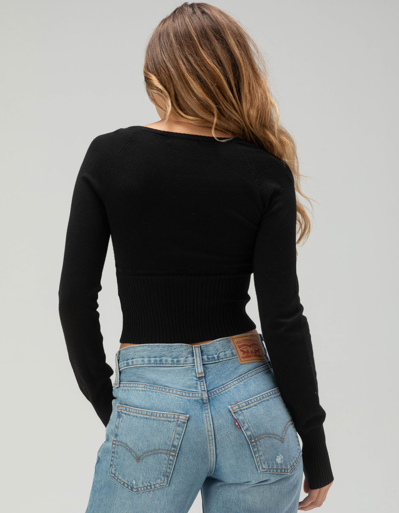 LOVE TREE Womens Ribbon Rib Sweater image number 3