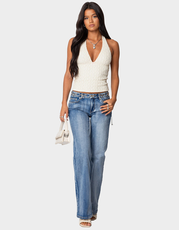 EDIKTED Boot Cut Washed Low Rise Jeans Alternative Image