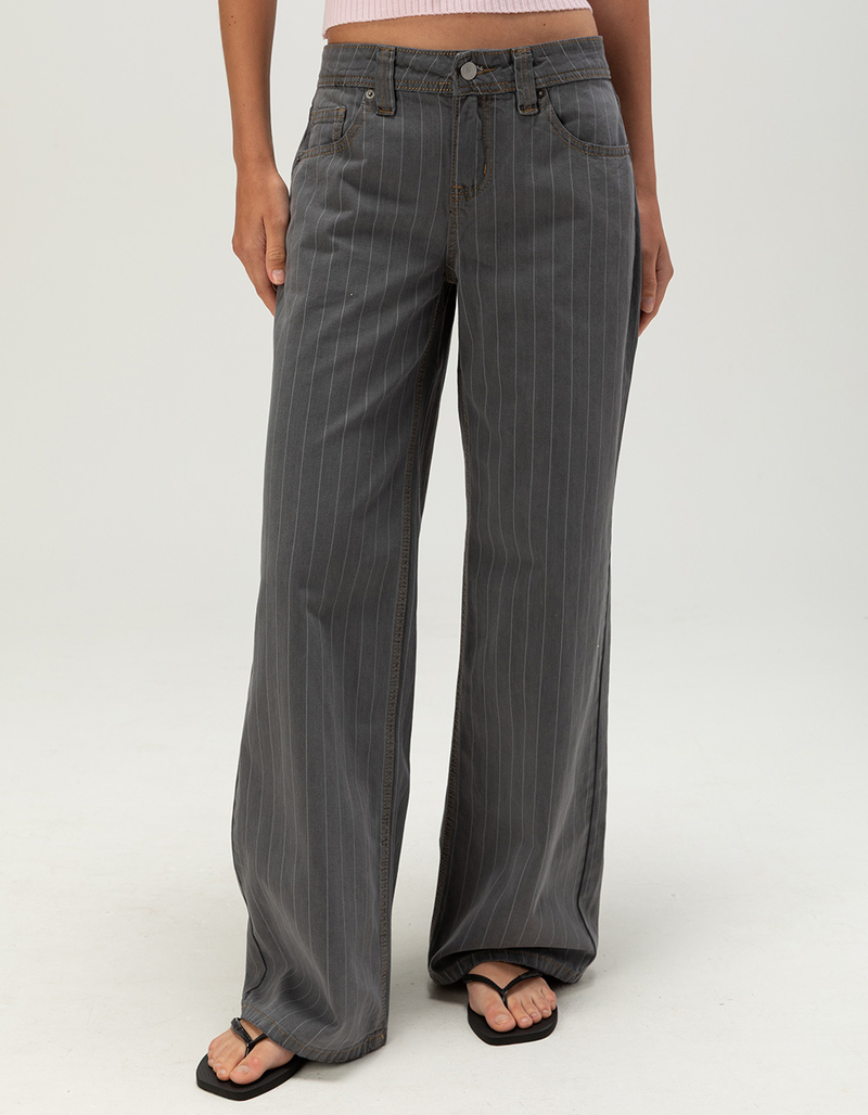 RSQ Womens Pinstripe Low Rise Original Baggy Jeans image number 1