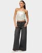 EDIKTED Rhinestone Washed Low Rise Baggy Jeans image number 4