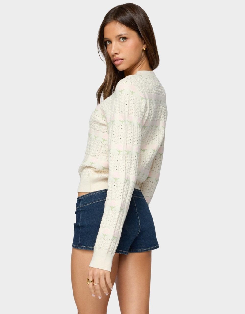 EDIKTED Emerie Flower Textured Knit Sweater image number 2