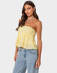 EDIKTED Linen Look Strapless Peplum Top image number 3