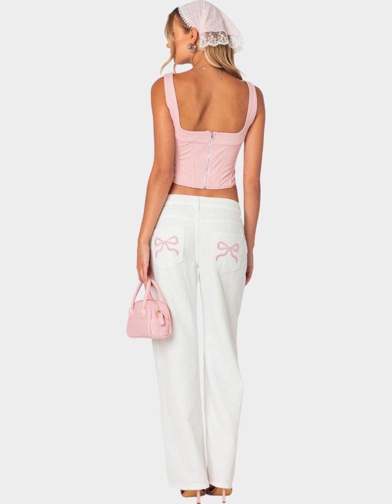 EDIKTED Bow Pocket Relaxed Jeans image number 2