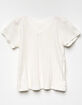 WHITE FAWN Lace Trim Girls Cream Tee image number 1