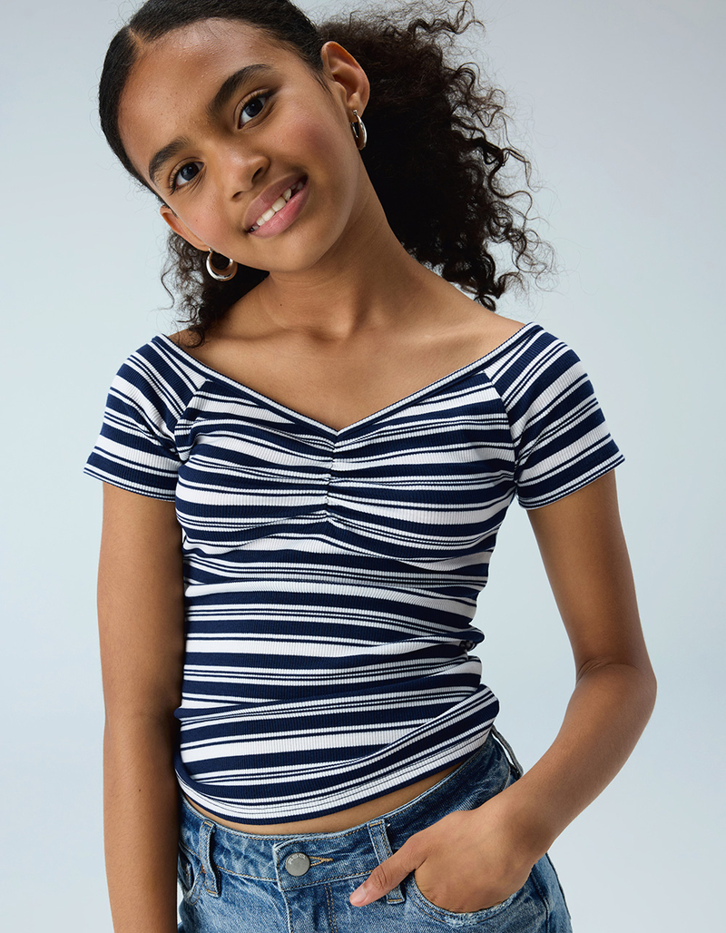 FULL TILT Stripe Cinch Girls Tee image number 0