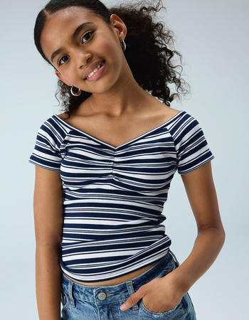 FULL TILT Stripe Cinch Girls Tee Primary Image