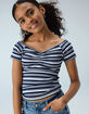 FULL TILT Stripe Cinch Girls Tee image number 1