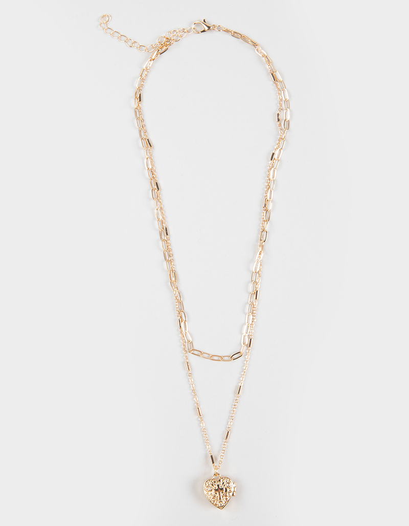 FULL TILT Layered Cross/Heart Locket Necklace image number 0