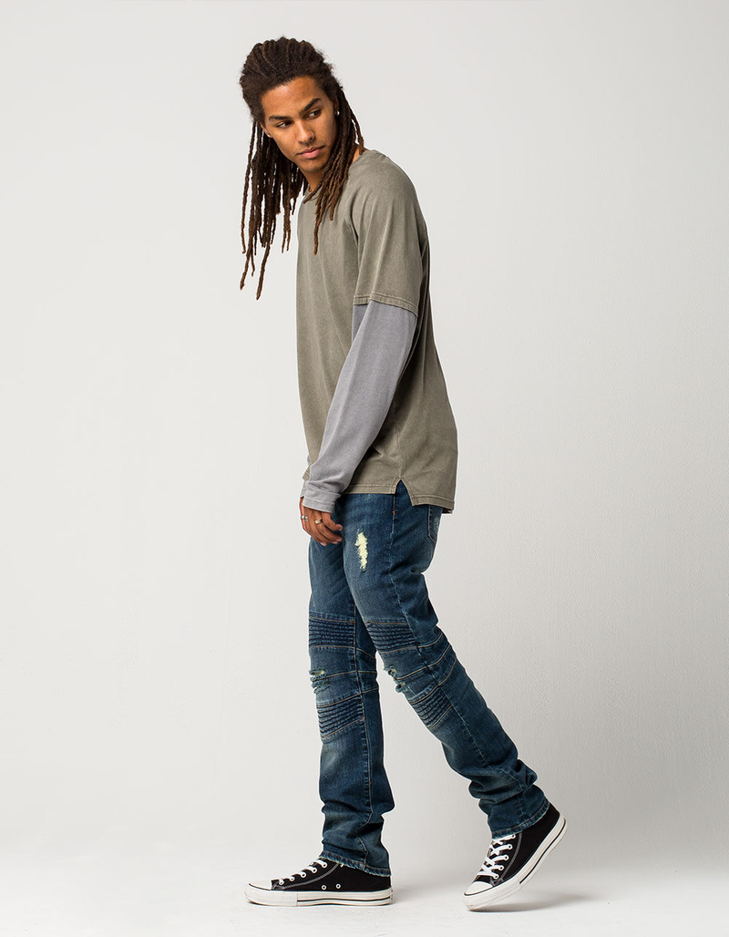 RSQ London Moto Mens Ripped Skinny Jeans image number 4