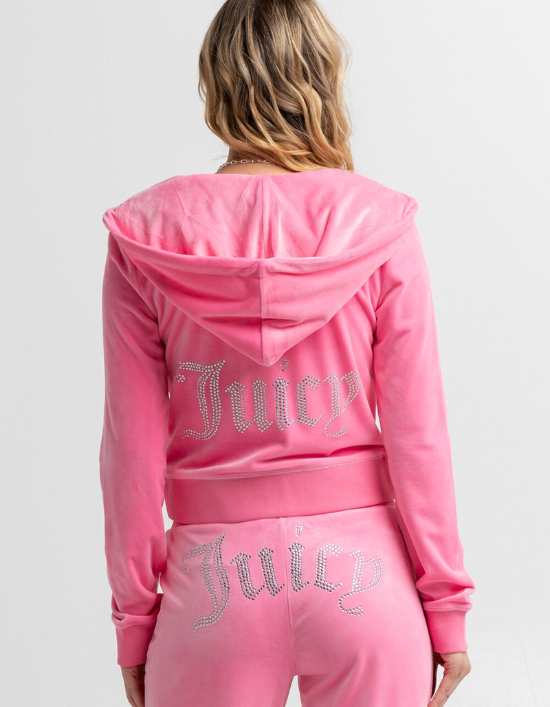 JUICY COUTURE Classic Bling Womens Zip Up Velour Hoodie image number 1