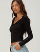 TILLYS Womens Lace V-Neck Butter Soft Long Sleeve Top image number 3