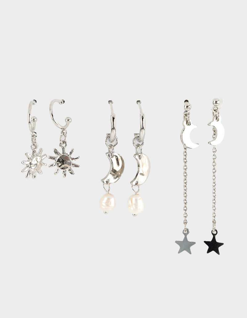 FULL TILT 3 Pack Star/Sun/Pearl Earrings image number 0