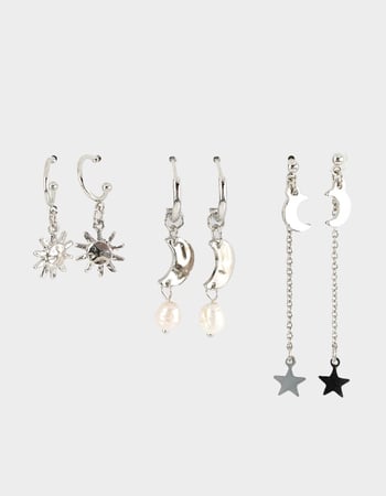 FULL TILT 3 Pack Star/Sun/Pearl Earrings Primary Image