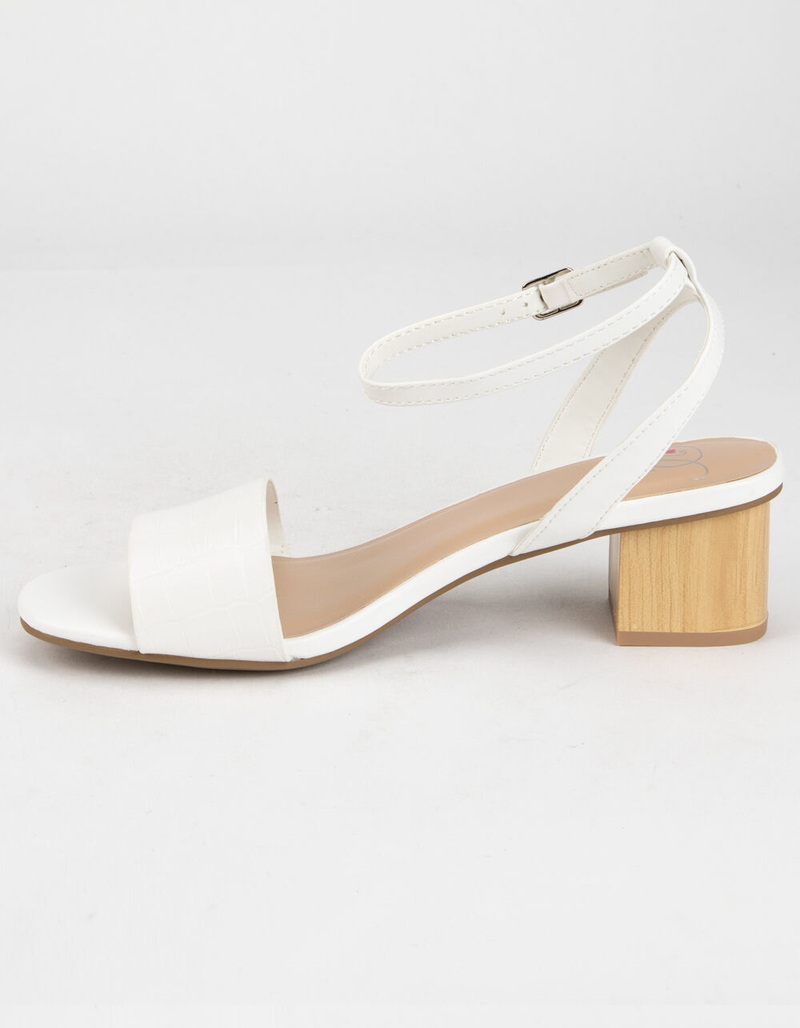 SODA Crocodile Womens White Block Heels image number 2