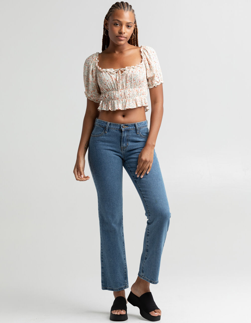 LIBERTY LOVE Puff Sleeve Cinch Waist Womens Top image number 3