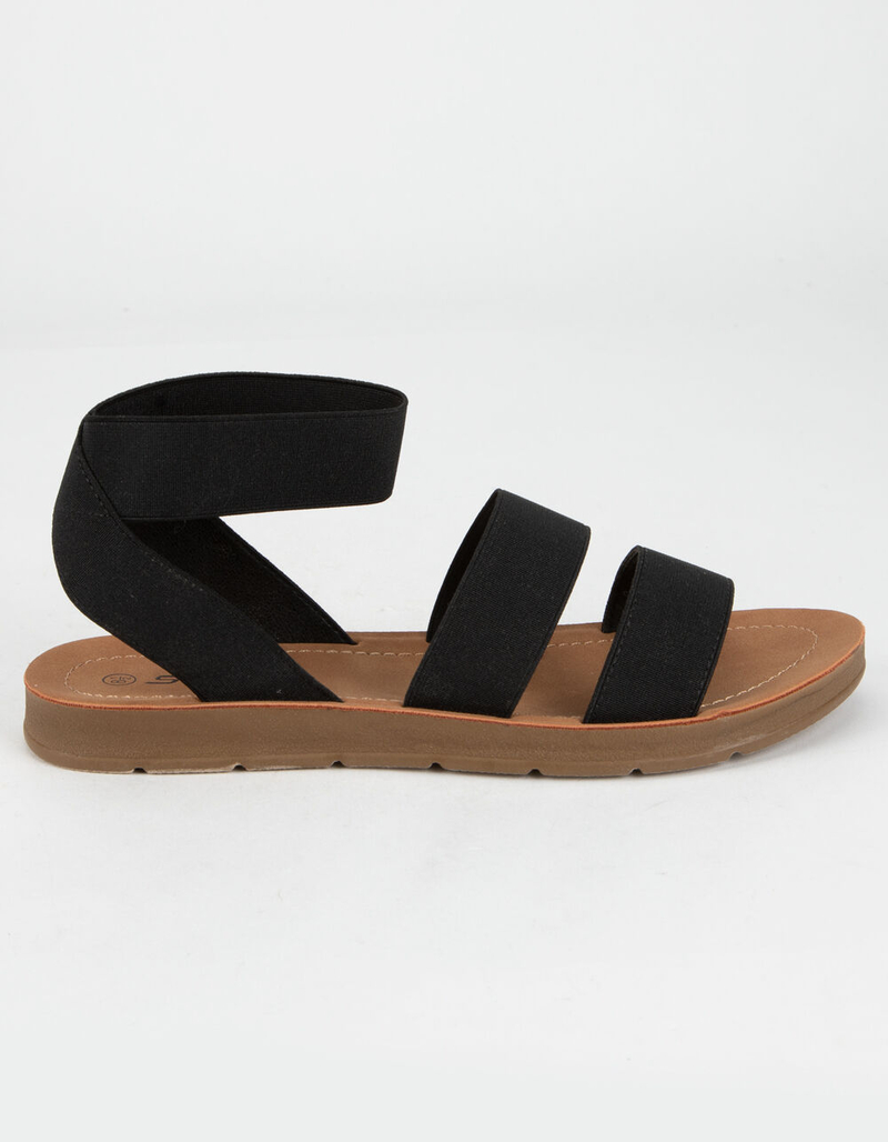 SODA Elastic Banded Ankle Strap Womens Black Sandals image number 1