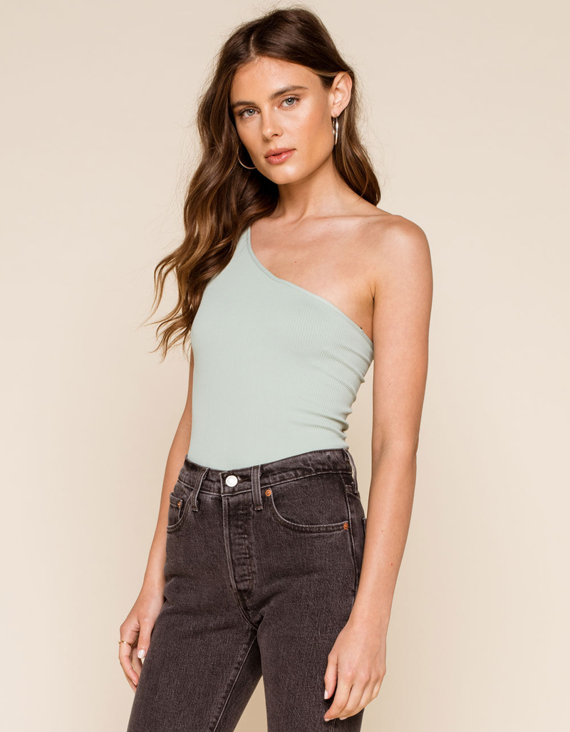 WEST OF MELROSE That Cold Shoulder Womens Sage Bodysuit image number 1