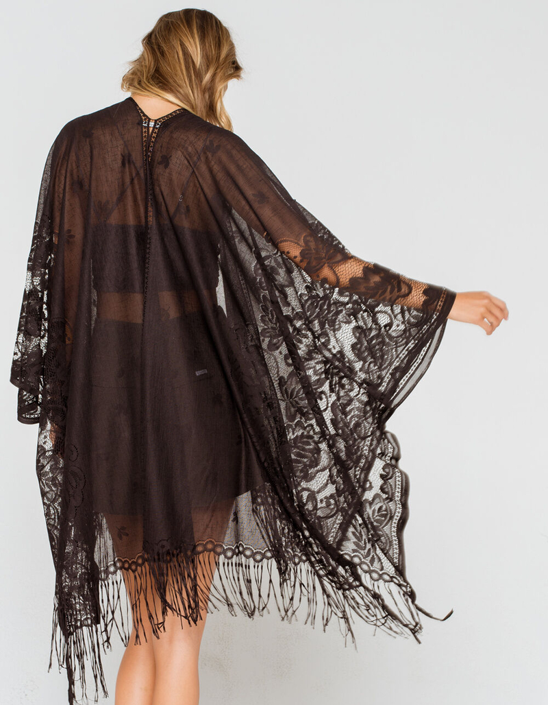 Lacey Fringe Black Kimono image number 1