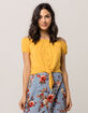 SKY AND SPARROW Tie Front Mustard Womens Off The Shoulder Top image number 2