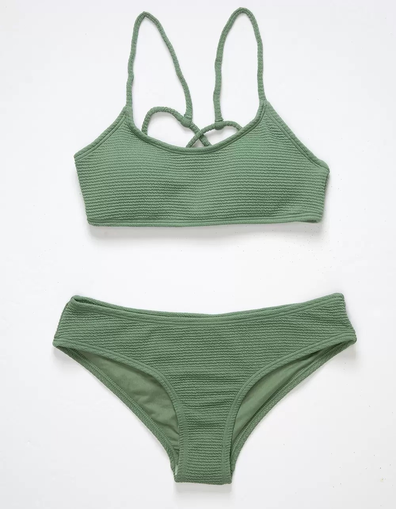 FULL TILT Texture Strappy Girls Bralette Bikini Set image number 1
