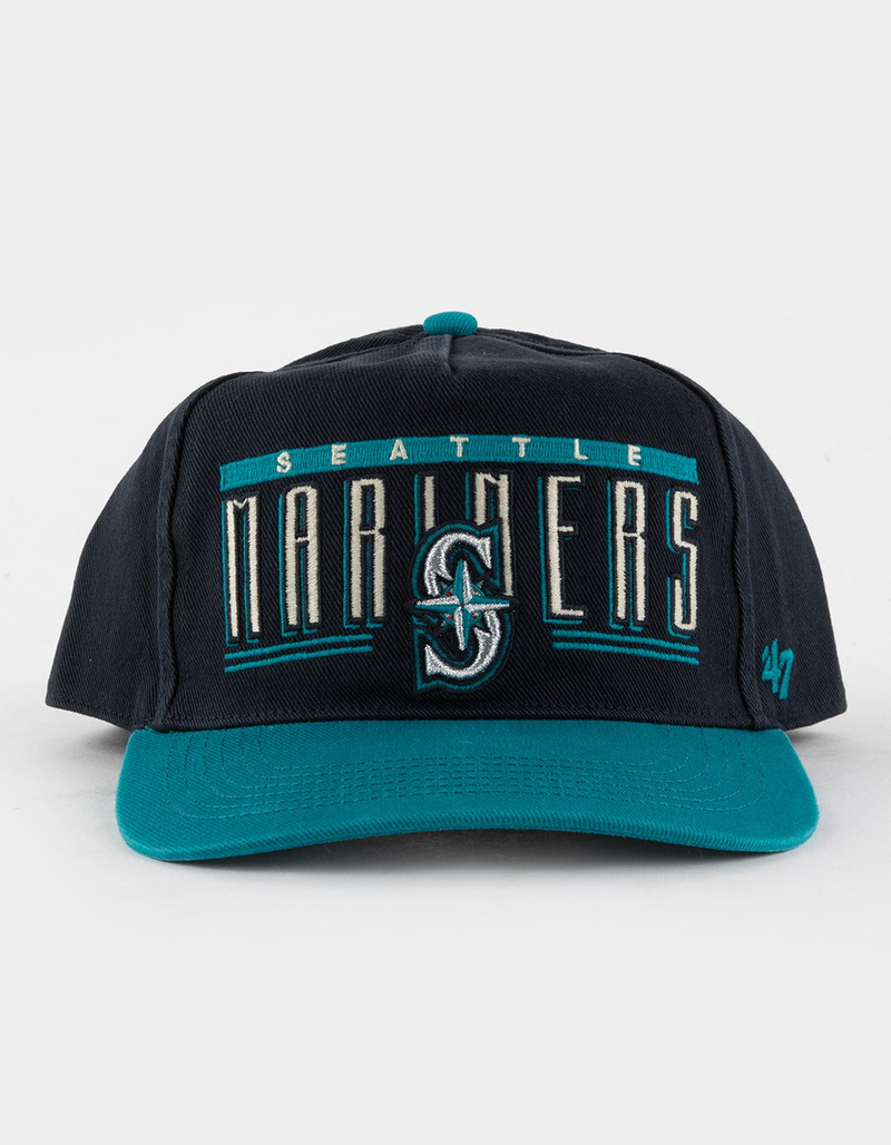 47 BRAND Seattle Mariners Cooperstown Double Header Baseline &rsquo;47 Hitch Snapback Hat image number 1