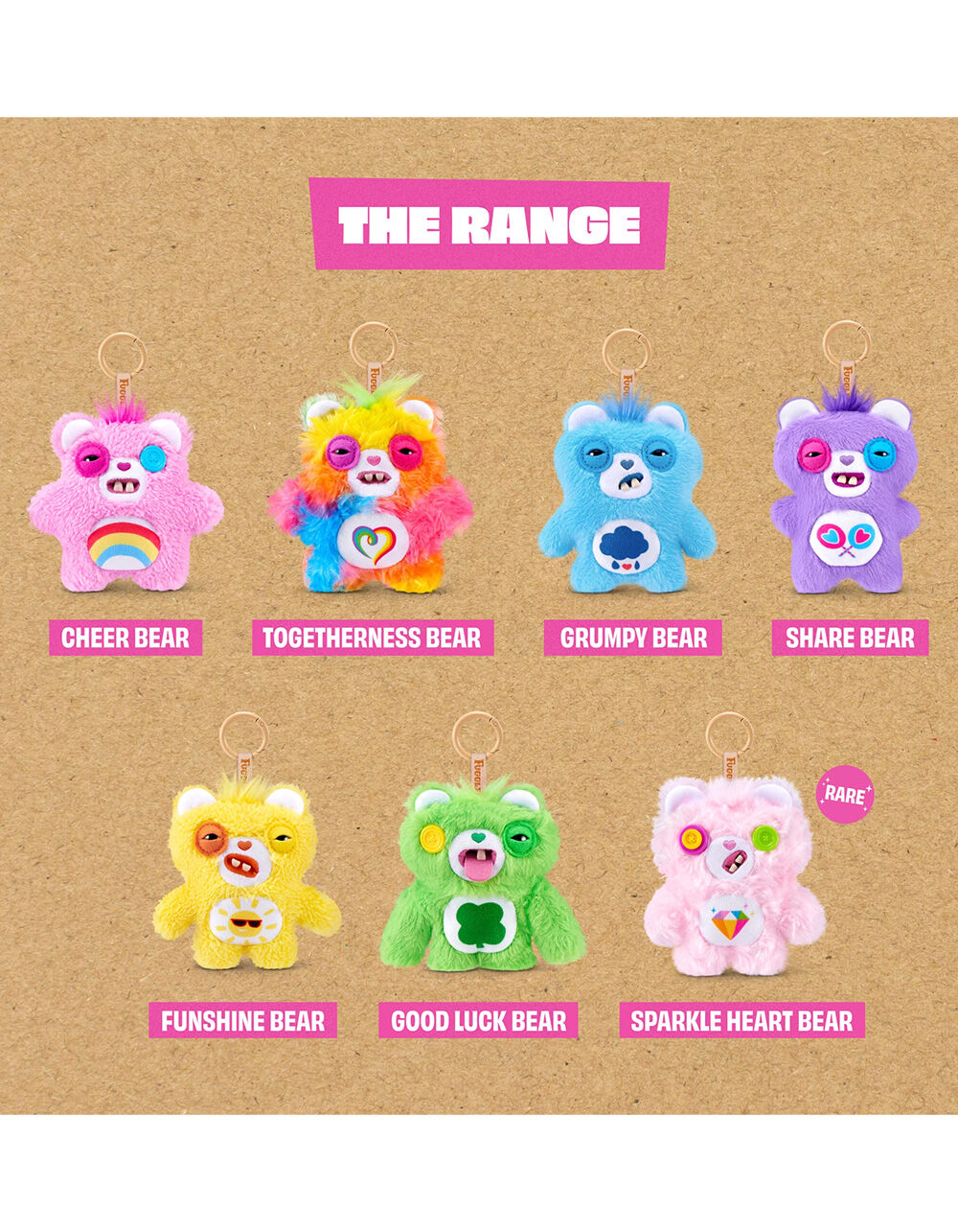 FUGGLER x Care Bears Plush Bag Charm Blind Box - ASST - ONE SIZE
