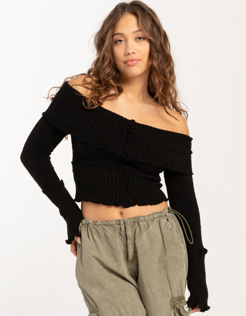 BDG Urban Outfitters Fold Down Off The Shoulder Womens Long Sleeve Top image number 5